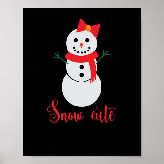 Snow Cute Snowman Kerstmis Poster (Voorkant)