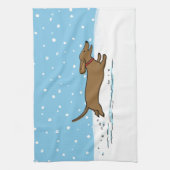 Snow Dachshund - Wiener Dog-kerstfeestdag Theedoek (Verticaal)