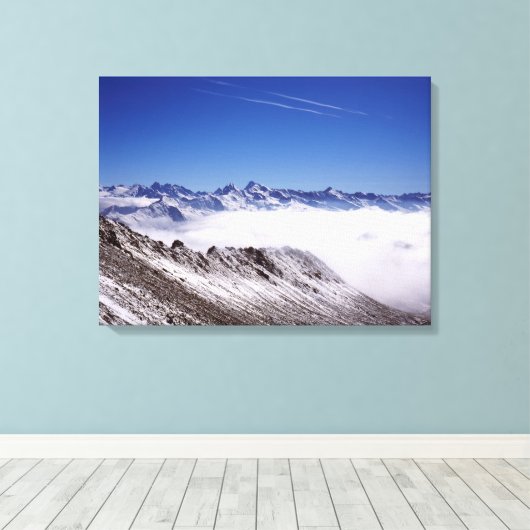 Snow Davos Swiss Holiday Card Canvas Afdruk (Insitu (Houten vloer))
