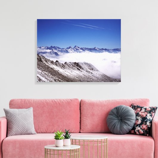 Snow Davos Swiss Holiday Card Canvas Afdruk (Insitu (Woonkamer))