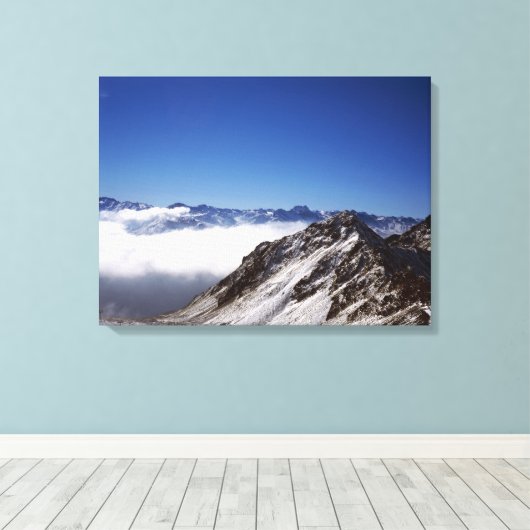 Snow Davos Swiss Holiday Card Canvas Afdruk (Insitu (Houten vloer))