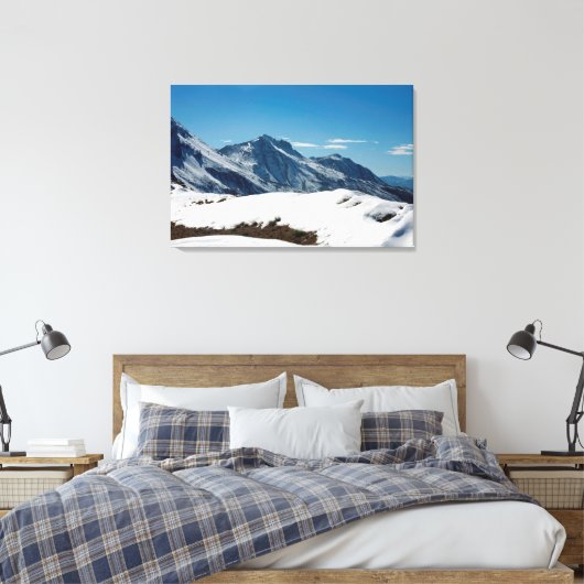 Snow Davos Swiss Holiday Card Canvas Afdruk (Insitu (Slaapkamer))