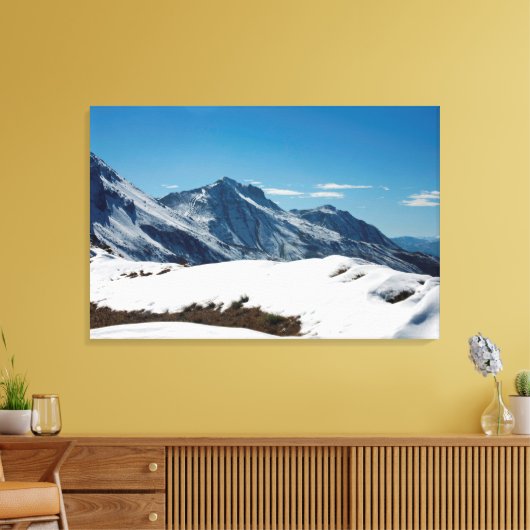 Snow Davos Swiss Holiday Card Canvas Afdruk (Insitu (Woonkamer))