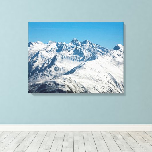 Snow Davos Swiss Holiday Card Canvas Afdruk (Insitu (Houten vloer))
