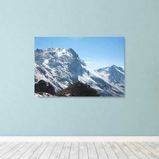 Snow Davos Swiss Holiday Card Canvas Afdruk (Insitu (Houten vloer))