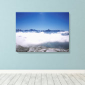 Snow Davos Swiss Holiday Card Canvas Afdruk (Insitu (Houten vloer))