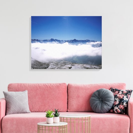 Snow Davos Swiss Holiday Card Canvas Afdruk (Insitu (Woonkamer))