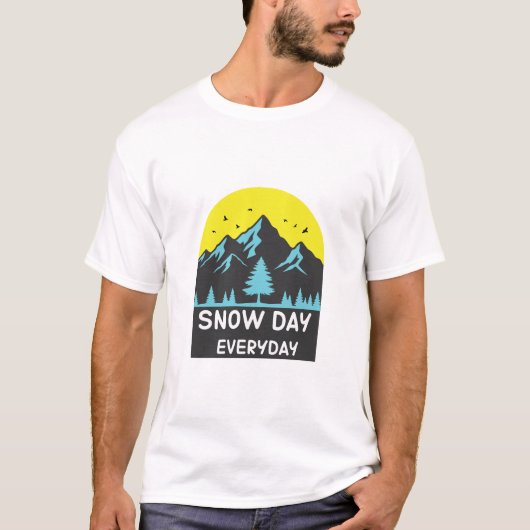 Snow Day Everyday Yellow Sun Mountain T-Shirt (Voorkant)