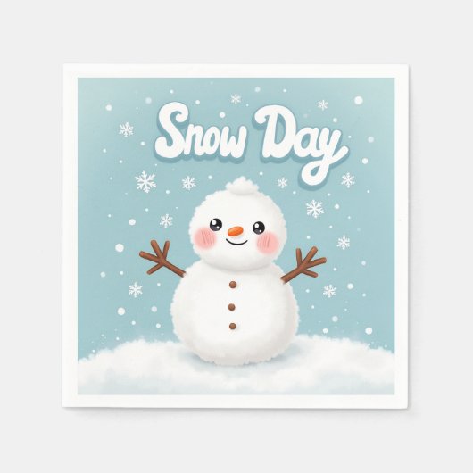 Snow Day Snowman Winter Napkin Servet (Voorkant)