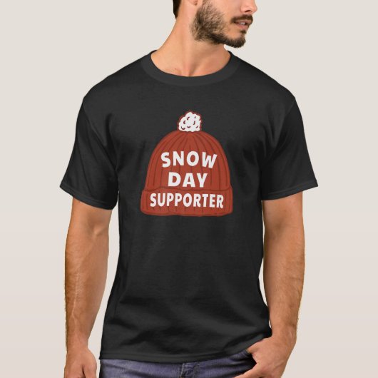 Snow Day Supporter Fun Winter Beanie T-shirt (Voorkant)