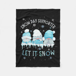 Snow Day Supporter Let It Snow Schattige Blue Gnom Fleece Deken