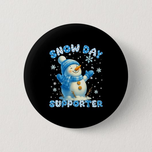 Snow Day Suprter Cute Snowman Snowflake Christmas  Ronde Button 5,7 Cm (Voorkant)
