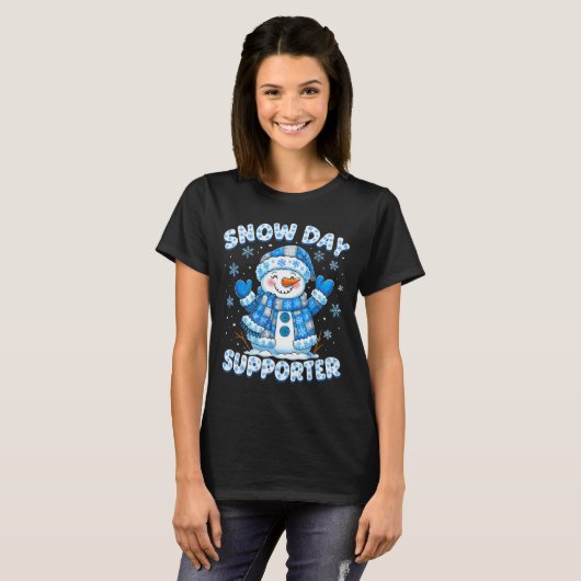 Snow Day Suprter Cute Snowman Snowflake Christmas T-shirt (Voorkant volledig)