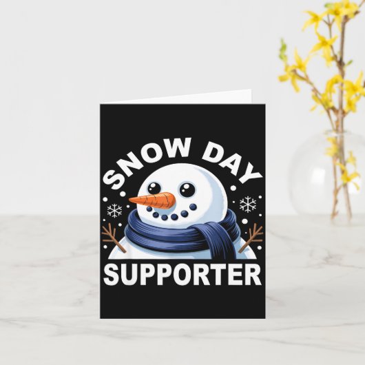 Snow Day Suprter Fun Snowman Design For Winter Lov Kaart (Gele Bloem)