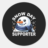 Snow Day Suprter Fun Snowman Design For Winter Lov Ronde Sticker (Voorkant)