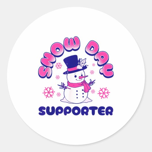 Snow Day Suprter, Funny Teacher Snowman Christmas Ronde Sticker (Voorkant)