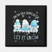 Snow Day Suprter Let It Snow Cute Blue Gnome Xmas  Magneet (Voorkant)