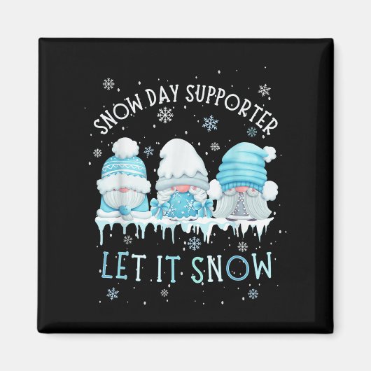 Snow Day Suprter Let It Snow Cute Blue Gnome Xmas  Magneet (Voorkant)