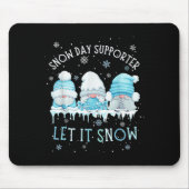 Snow Day Suprter Let It Snow Cute Blue Gnome Xmas  Muismat (Voorkant)