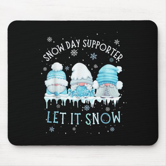 Snow Day Suprter Let It Snow Cute Blue Gnome Xmas Muismat (Voorkant)