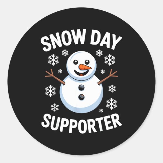 Snow Day Suprter Snow Snowflake Snowman Winter Tea Ronde Sticker (Voorkant)