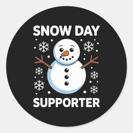 Snow Day Suprter Snow Snowflake Snowman Winter Tea Ronde Sticker (Voorkant)