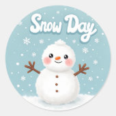 Snow Day Winter Snowman Classic Round Sticker (Voorkant)
