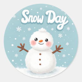 Snow Day Winter Snowman Classic Round Sticker