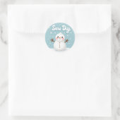 Snow Day Winter Snowman Ronde Sticker (Tas)