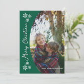 Snow Dayz Custom Photo Christmas Kaart | Green (Staand voorkant)