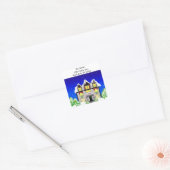 Snow Dusted Cozy Home Vierkante Sticker (Envelop)