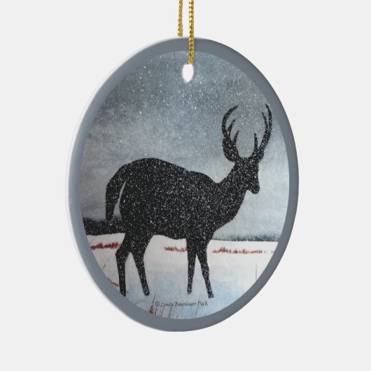Snow Dusted Deer Keramisch Ornament (Rechts)