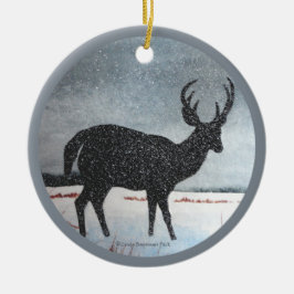 Snow Dusted Deer Keramisch Ornament