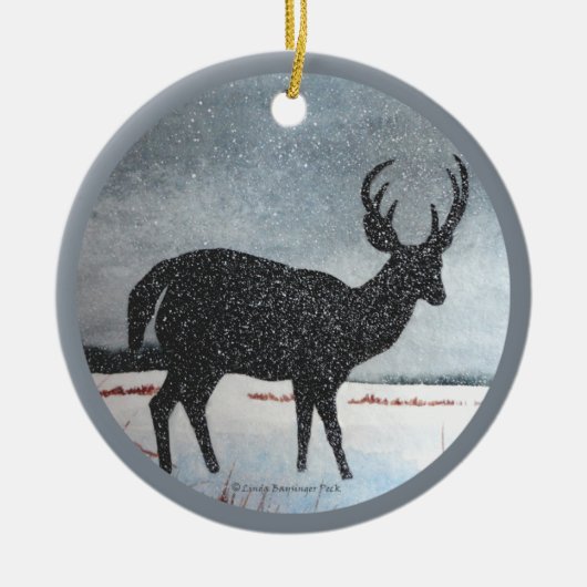 Snow Dusted Deer Keramisch Ornament (Voorkant)