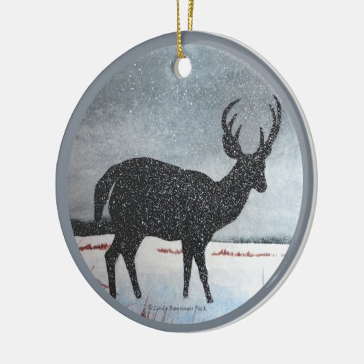 Snow Dusted Deer Keramisch Ornament (Links)