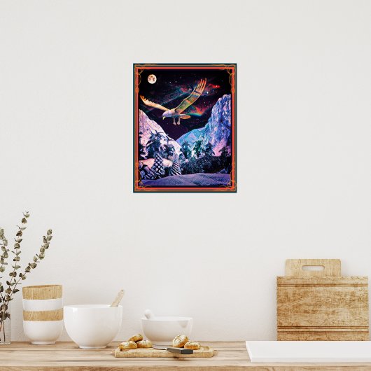Snow Eagle Full Moon Poster (Keuken)