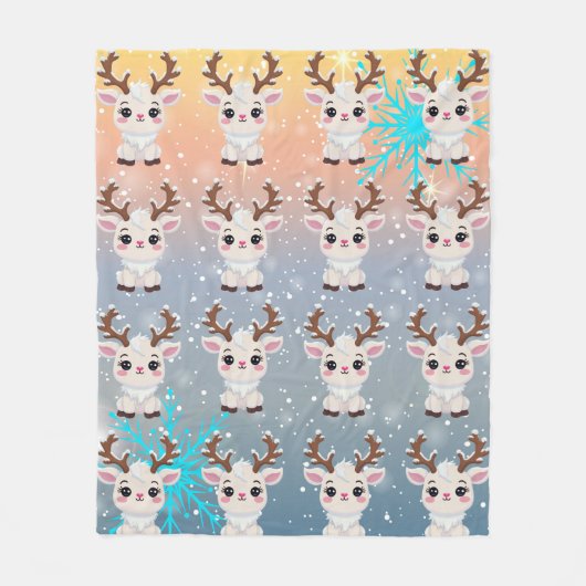 Snow Elk Schattige Kawaii Pattern Fleece Deken (Voorkant)