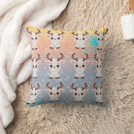 Snow Elk Schattige Kawaii Pattern Kussen (Deken)
