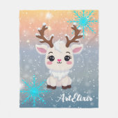 Snow Elk Schattige Kawaii Print Fleece Deken (Voorkant)