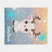 Snow Elk Schattige Kawaii Print Fleece Deken (Voorkant (Horizontaal))