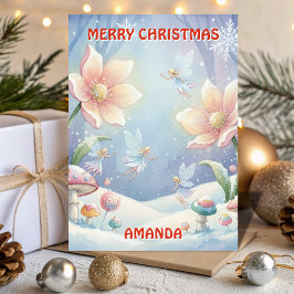 Snow Fairy Christmas Garden Kids Card Feestdagen Kaart