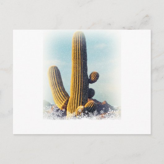 Snow Falling on Saguaro Briefkaart (Voorkant)