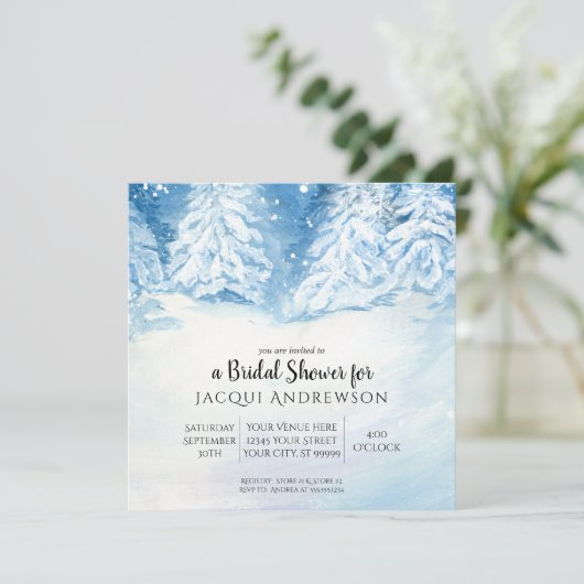 Snow Falling Winter Trees Vrijgezellenfeest | Vier Kaart (Staand voorkant)