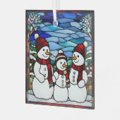 Snow Family Faux Glas in lood Glas Ornament (Voorkant links)