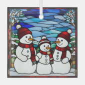 Snow Family Faux Glas in lood Glas Ornament (Voorkant)