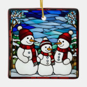 Snow Family Faux Glas in lood Keramisch Ornament (Voorkant)