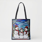Snow Family Faux Glas in lood Tote Bag (Voorkant)