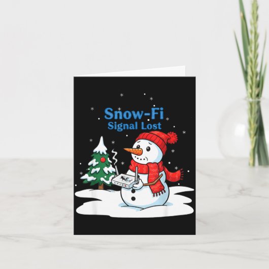 Snow-fi Signal Lost Funny Christmas Snowman Wifi  Kaart (Voorkant)