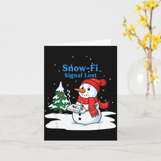 Snow-fi Signal Lost Funny Christmas Snowman Wifi  Kaart (Gele Bloem)