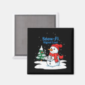 Snow-fi Signal Lost Funny Christmas Snowman Wifi  Magneet (Voorkant / Achterkant)